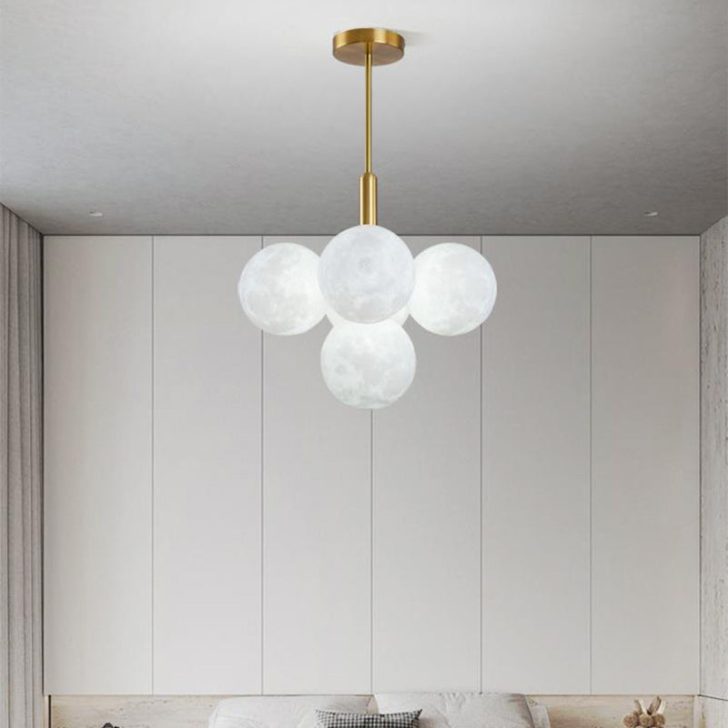 Contemporary Nordic Adjustable Moon Bubble Iron PLA 5/13-Lights Chandelier For Dining Room