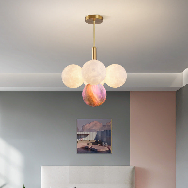 Contemporary Nordic Adjustable Moon Bubble Iron PLA 5/13-Lights Chandelier For Dining Room