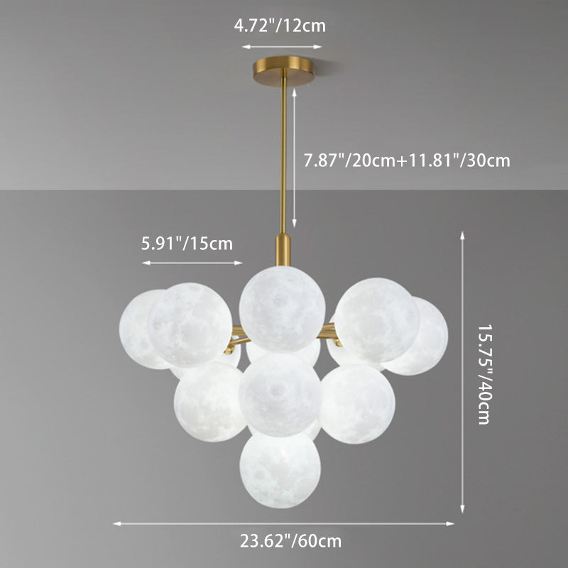 Contemporary Nordic Adjustable Moon Bubble Iron PLA 5/13-Lights Chandelier For Dining Room