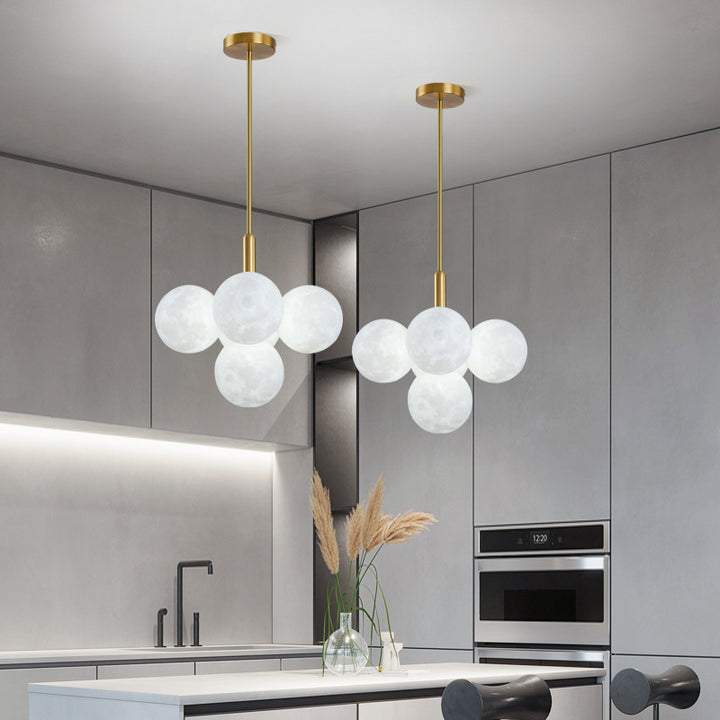 Contemporary Nordic Adjustable Moon Bubble Iron PLA 5/13-Lights Chandelier For Dining Room