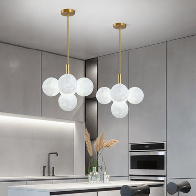 Contemporary Nordic Adjustable Moon Bubble Iron PLA 5/13-Lights Chandelier For Dining Room