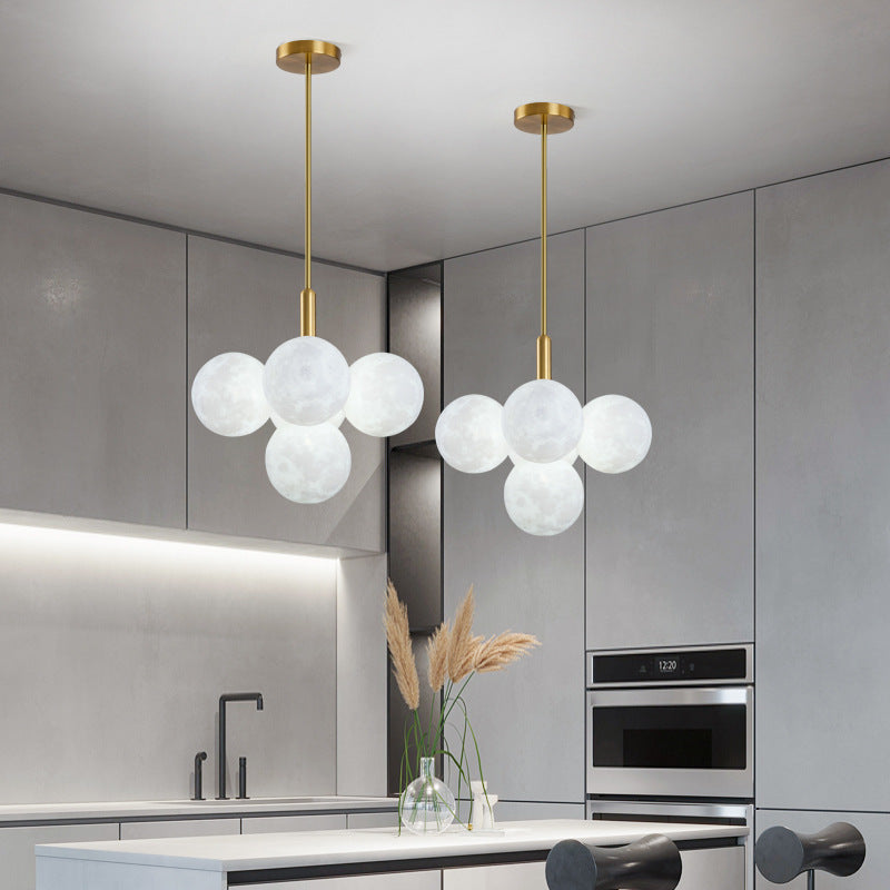 Contemporary Nordic Adjustable Moon Bubble Iron PLA 5/13-Lights Chandelier For Dining Room