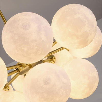 Contemporary Nordic Adjustable Moon Bubble Iron PLA 5/13-Lights Chandelier For Dining Room