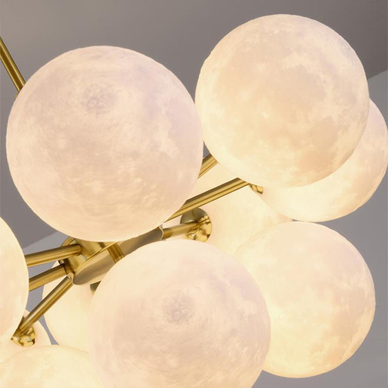 Contemporary Nordic Adjustable Moon Bubble Iron PLA 5/13-Lights Chandelier For Dining Room