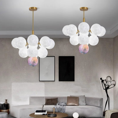 Contemporary Nordic Adjustable Moon Bubble Iron PLA 5/13-Lights Chandelier For Dining Room