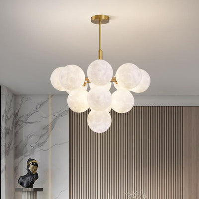 Contemporary Nordic Adjustable Moon Bubble Iron PLA 5/13-Lights Chandelier For Dining Room