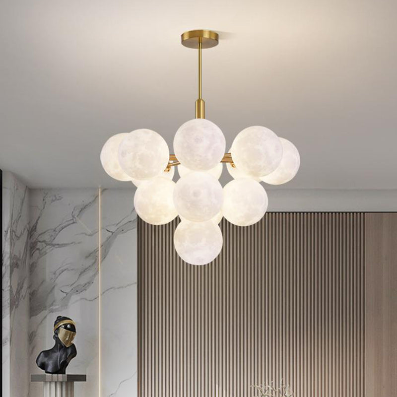 Contemporary Nordic Adjustable Moon Bubble Iron PLA 5/13-Lights Chandelier For Dining Room