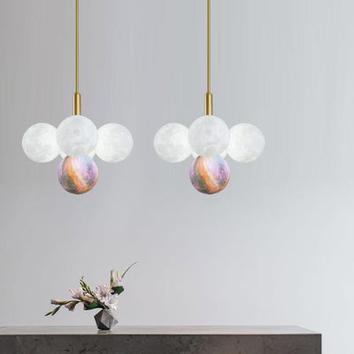 Contemporary Nordic Adjustable Moon Bubble Iron PLA 5/13-Lights Chandelier For Dining Room