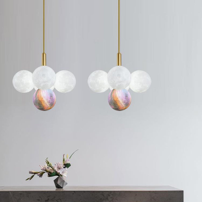 Contemporary Nordic Adjustable Moon Bubble Iron PLA 5/13-Lights Chandelier For Dining Room