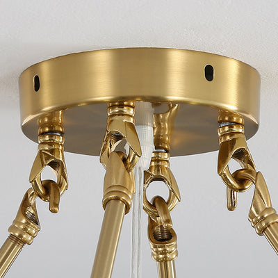 Modern Luxury Ribbed Shell Glass Hardware 4/8/9/12-Light Chandelier For Living Room