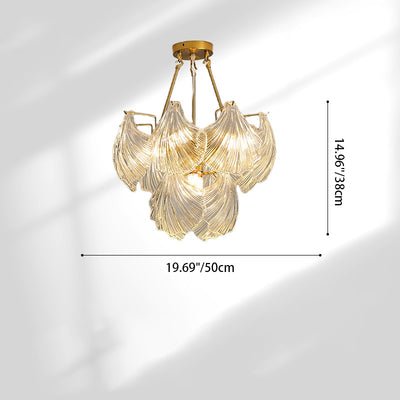 Modern Luxury Ribbed Shell Glass Hardware 4/8/9/12-Light Chandelier For Living Room