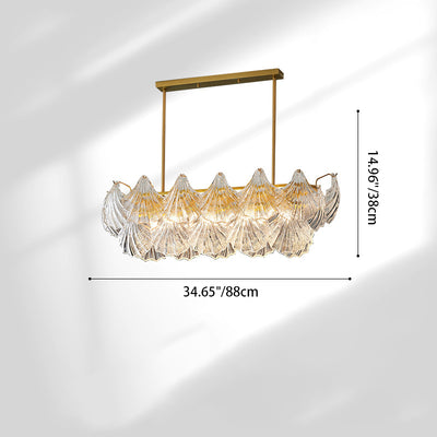 Modern Luxury Ribbed Shell Glass Hardware 4/8/9/12-Light Chandelier For Living Room