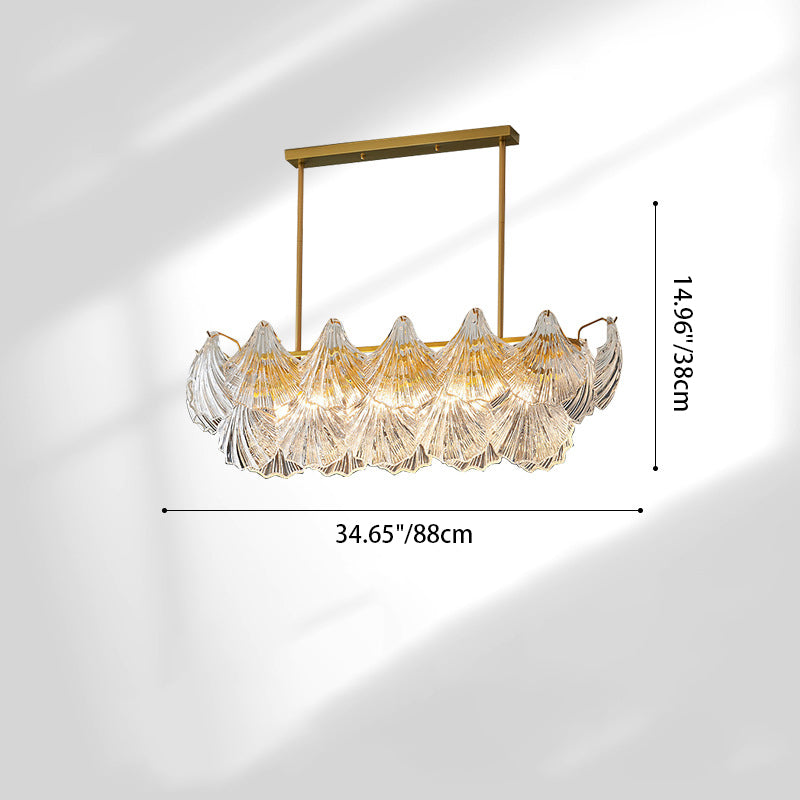 Modern Luxury Ribbed Shell Glass Hardware 4/8/9/12-Light Chandelier For Living Room