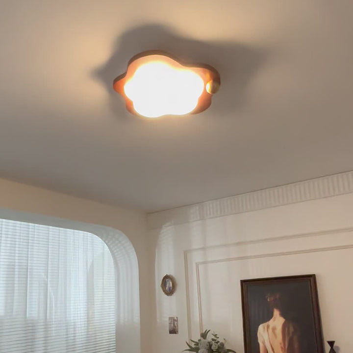 Contemporary Creative Cloud Star Heart Wood Iron Acrylic LED Flush Mount Ceiling Light For Living Room