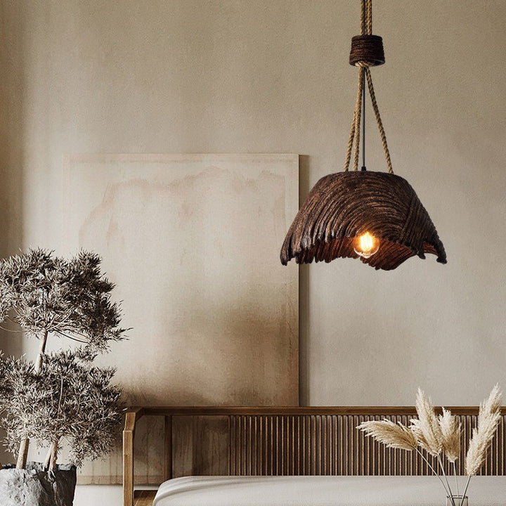 Traditional Vintage Handmade Round High Density Polystyrene 1 - Light Pendant Light For Dining Room