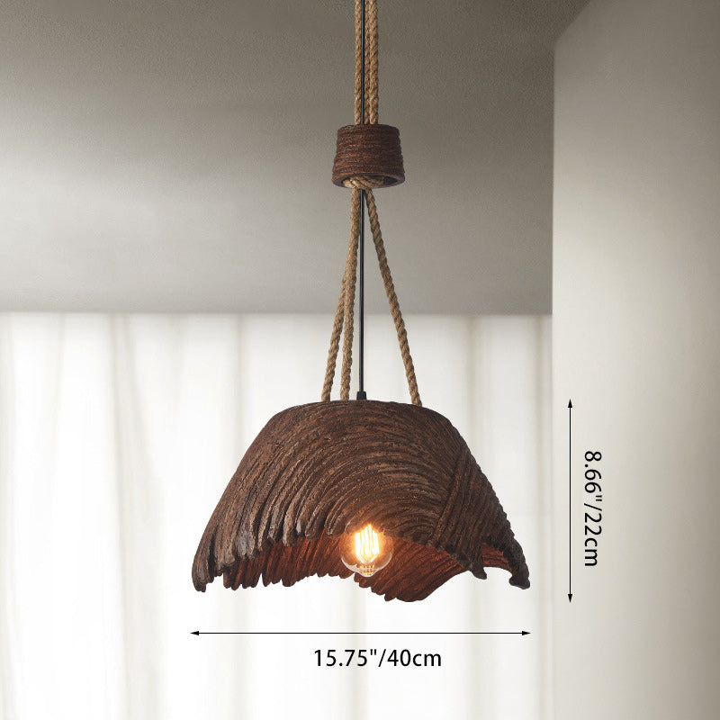 Traditional Vintage Handmade Round High Density Polystyrene 1 - Light Pendant Light For Dining Room