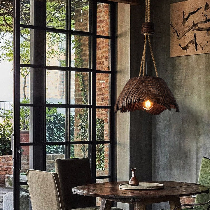 Traditional Vintage Handmade Round High Density Polystyrene 1 - Light Pendant Light For Dining Room