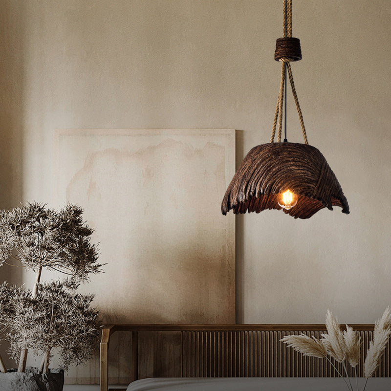 Traditional Vintage Handmade Round High Density Polystyrene 1 - Light Pendant Light For Dining Room