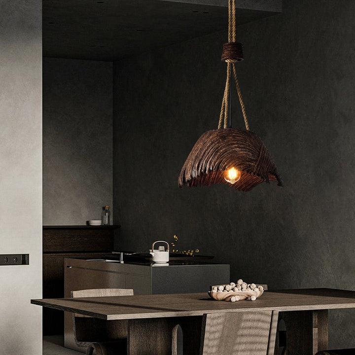 Traditional Vintage Handmade Round High Density Polystyrene 1 - Light Pendant Light For Dining Room