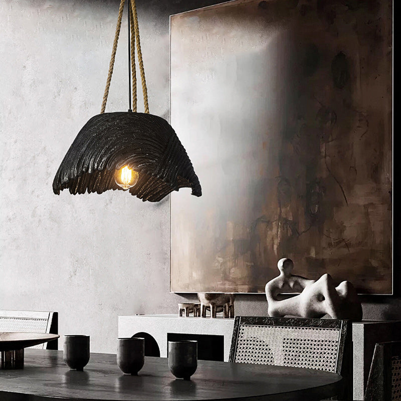 Traditional Vintage Handmade Round High Density Polystyrene 1 - Light Pendant Light For Dining Room