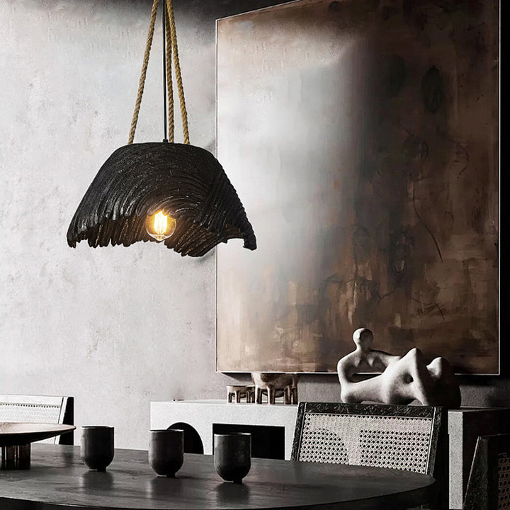 Traditional Vintage Handmade Round High Density Polystyrene 1 - Light Pendant Light For Dining Room