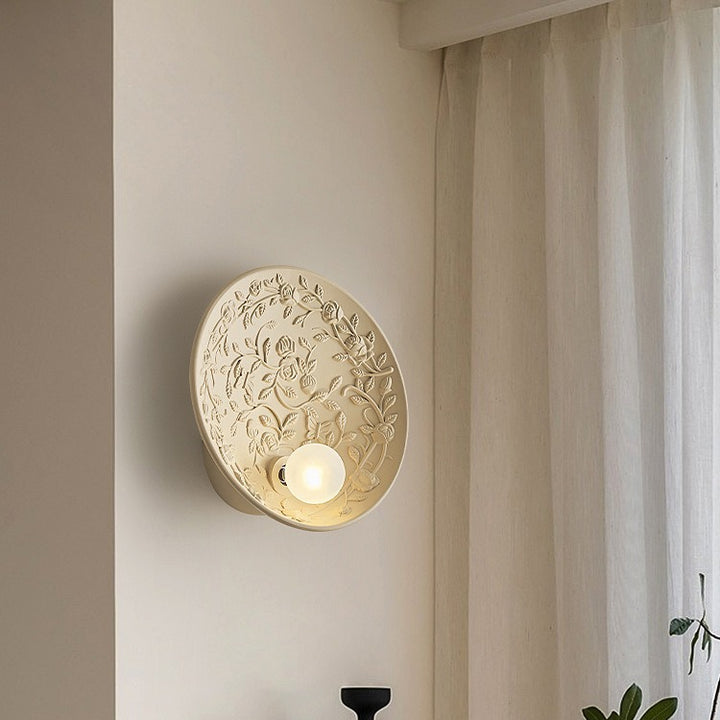 Traditionelle französische Blätter Runde Harz 1-Licht Wandleuchte Lampe für Wohnzimmer 