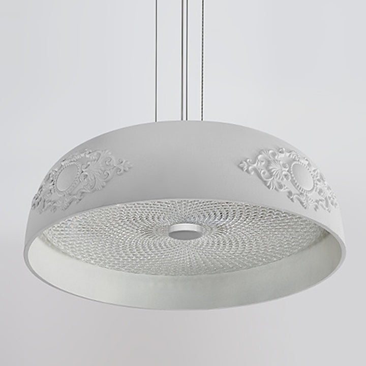 Traditionelle französische runde Schüssel Harz Acryl LED Pendelleuchte für Wohnzimmer 