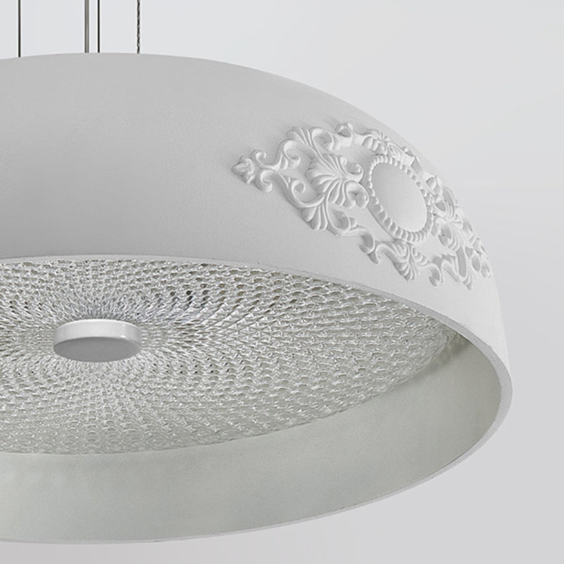 Traditionelle französische runde Schüssel Harz Acryl LED Pendelleuchte für Wohnzimmer 