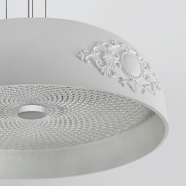 Traditionelle französische runde Schüssel Harz Acryl LED Pendelleuchte für Wohnzimmer 