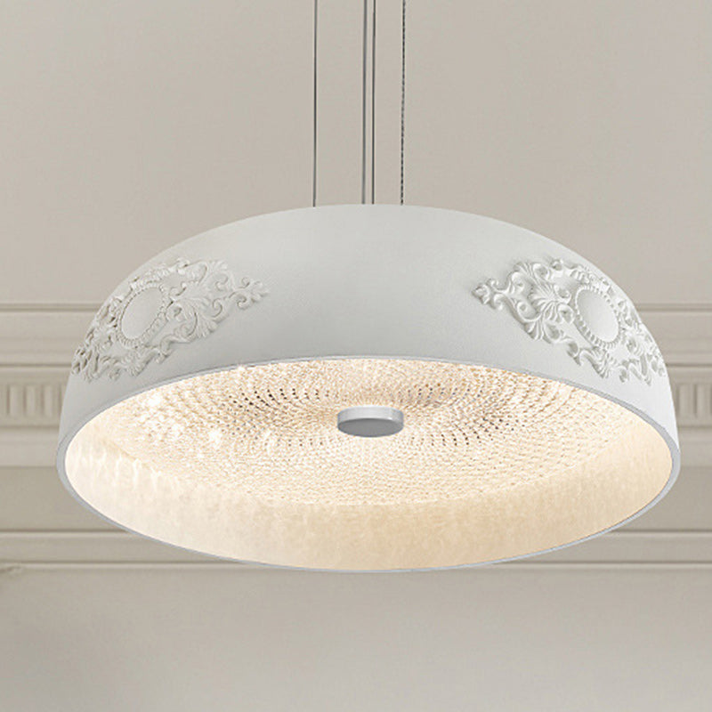 Traditionelle französische runde Schüssel Harz Acryl LED Pendelleuchte für Wohnzimmer 
