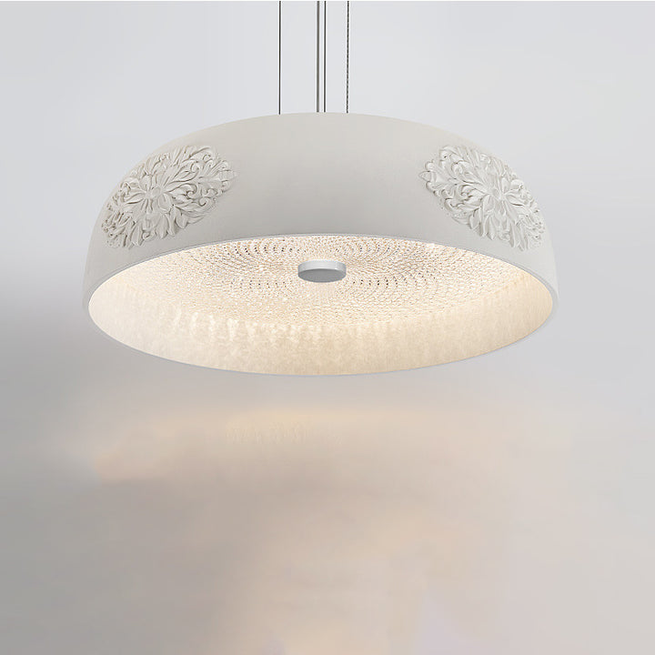 Traditionelle französische runde Schüssel Harz Acryl LED Pendelleuchte für Wohnzimmer 