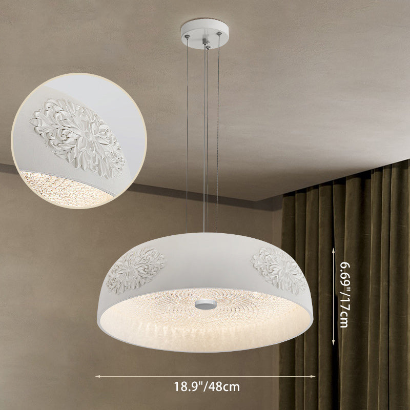 Traditionelle französische runde Schüssel Harz Acryl LED Pendelleuchte für Wohnzimmer 
