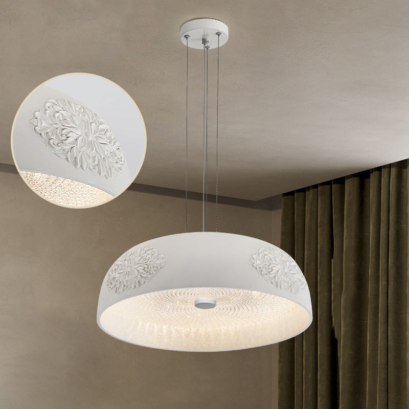 Traditionelle französische runde Schüssel Harz Acryl LED Pendelleuchte für Wohnzimmer 
