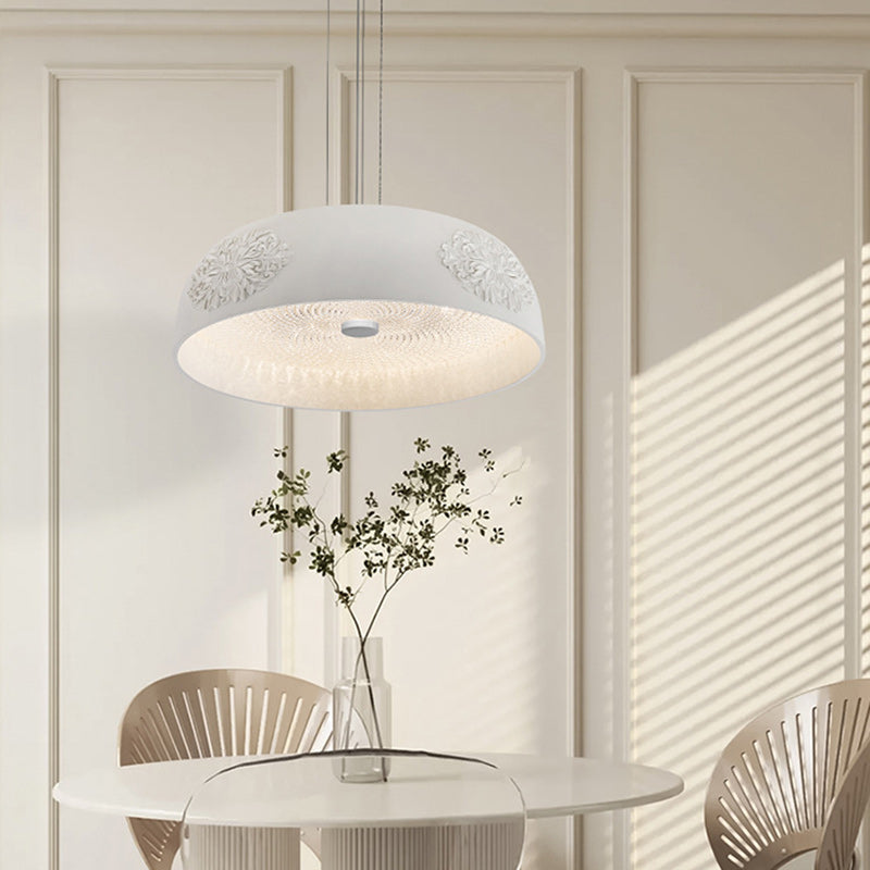 Traditionelle französische runde Schüssel Harz Acryl LED Pendelleuchte für Wohnzimmer 