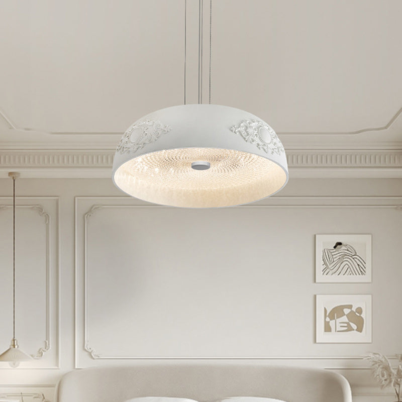 Traditionelle französische runde Schüssel Harz Acryl LED Pendelleuchte für Wohnzimmer 