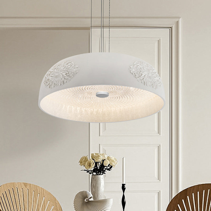 Traditionelle französische runde Schüssel Harz Acryl LED Pendelleuchte für Wohnzimmer 