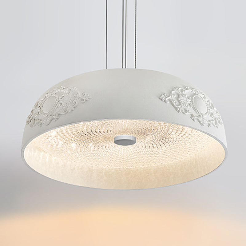 Traditionelle französische runde Schüssel Harz Acryl LED Pendelleuchte für Wohnzimmer 
