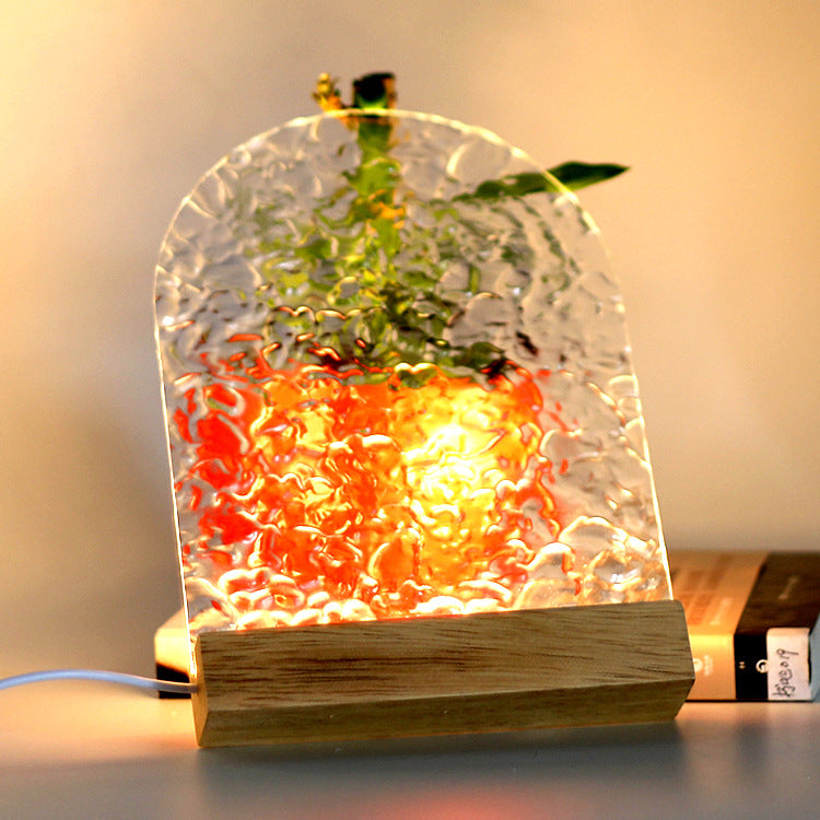 モダンミニマリスト水波ウッドアクリルUSB LEDテーブルランプ寝室用 
