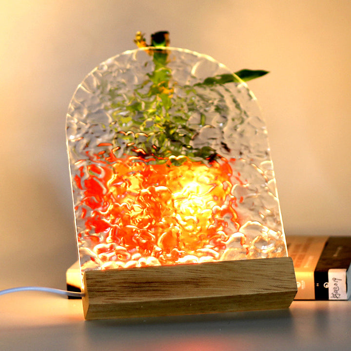 モダンミニマリスト水波ウッドアクリルUSB LEDテーブルランプ寝室用 