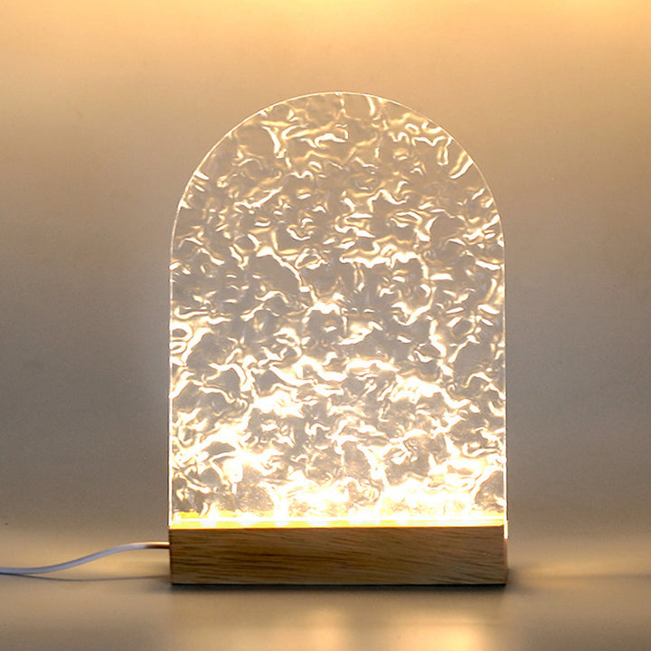 モダンミニマリスト水波ウッドアクリルUSB LEDテーブルランプ寝室用 