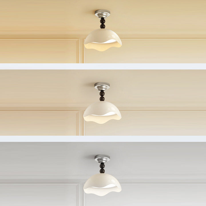 Contemporary Nordic Eggshell Aluminum Iron Acrylic LED Semi-Flush Mount Ceiling Light For Bedroom