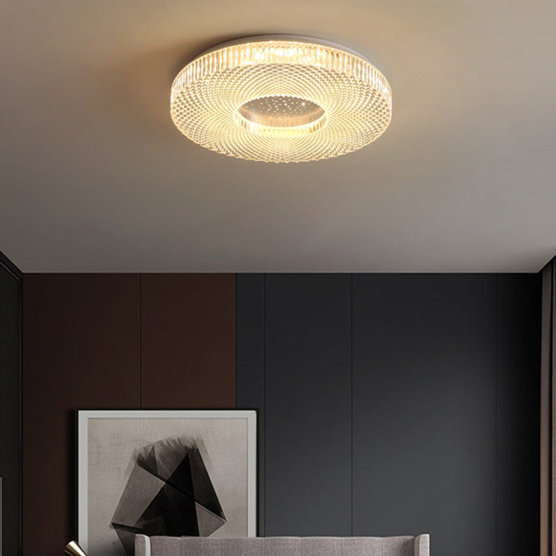 Plafonnier LED en acrylique et fer avec anneau de diamant rond minimaliste moderne pour salon 