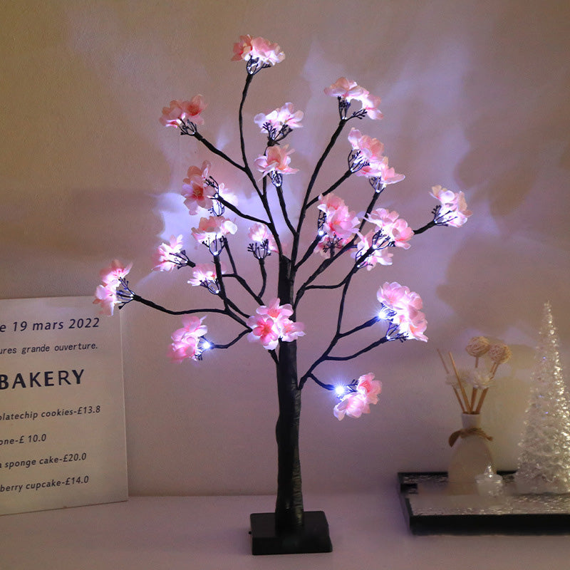 Modern Art Deco Simulation Flower Tree Shape LED Table Lamp For Bedroom
