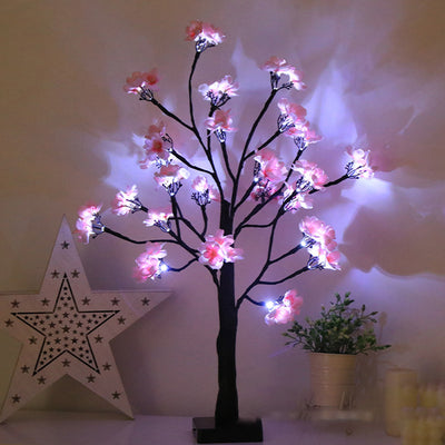 Modern Art Deco Simulation Flower Tree Shape LED Table Lamp For Bedroom