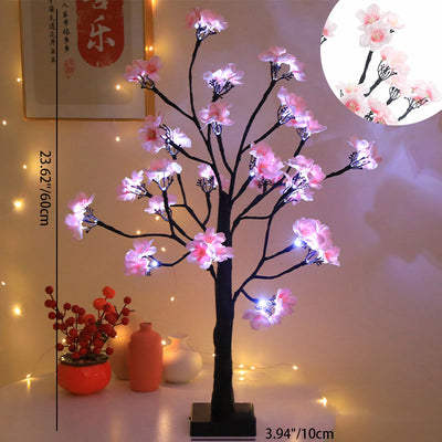 Modern Art Deco Simulation Flower Tree Shape LED Table Lamp For Bedroom