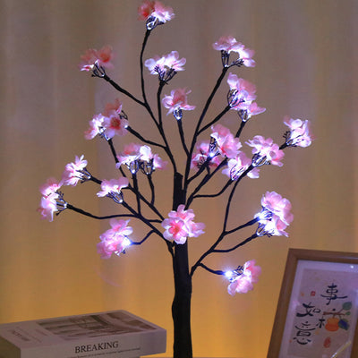 Modern Art Deco Simulation Flower Tree Shape LED Table Lamp For Bedroom