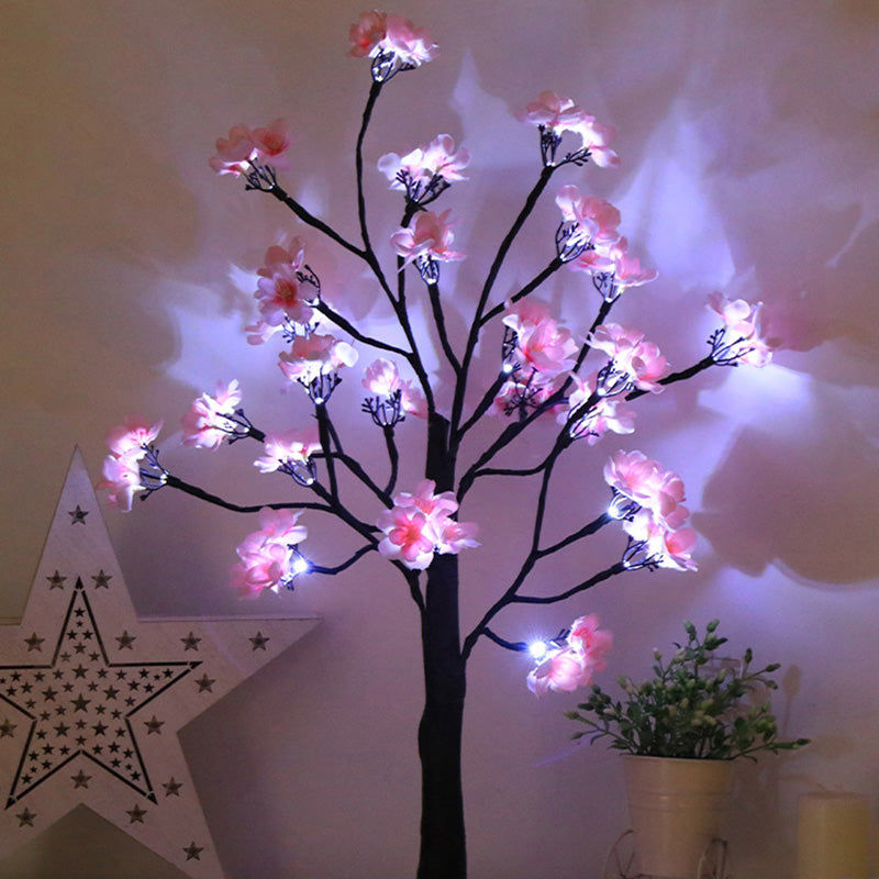 Modern Art Deco Simulation Flower Tree Shape LED Table Lamp For Bedroom