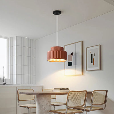 Contemporary Nordic Painted Ribbed Resin 1/3-Light Pendant Light For Living Room