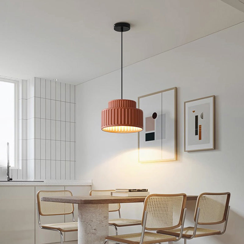 Contemporary Nordic Painted Ribbed Resin 1/3-Light Pendant Light For Living Room