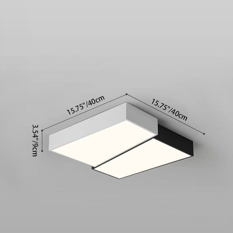 Plafonnier LED en acrylique à montage affleurant carré rond géométrique minimaliste moderne pour chambre 